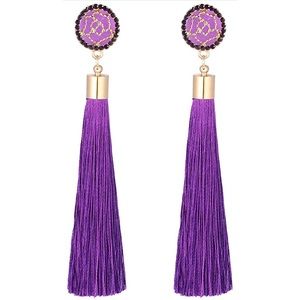 Purple tassel earrings